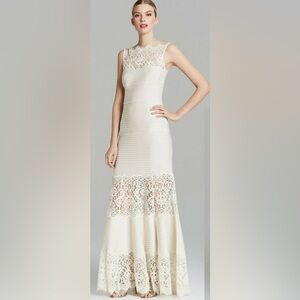 Tadashi Shoji Cream Lace Maxi Dress